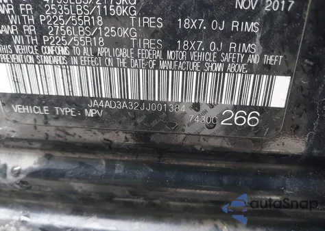 2018 Mitsubishi Outlander Sel from USA, damaged, VIN JA4AD3A32JJ001384